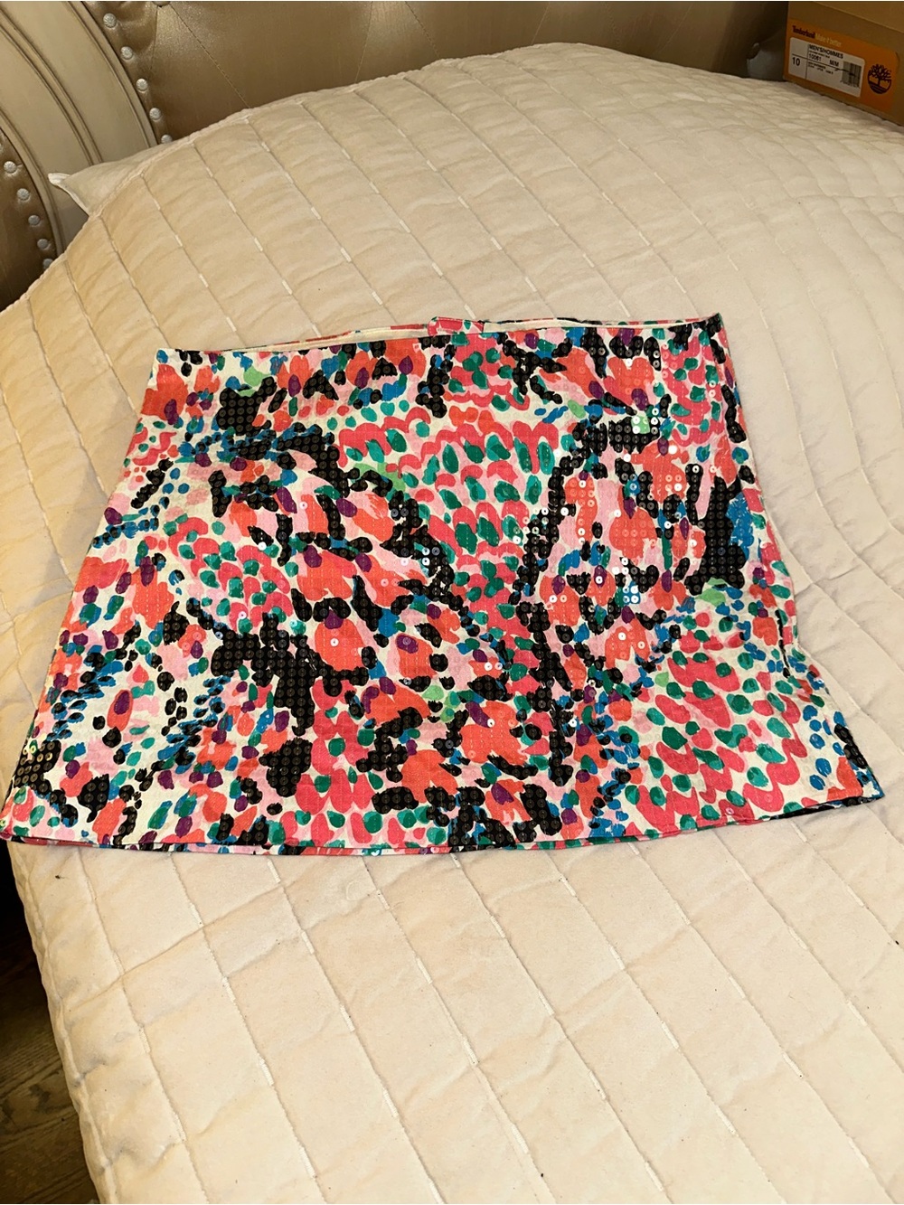 Lilly Pulitzer Coral, Teal & Black Abstract Print Mini Skirt